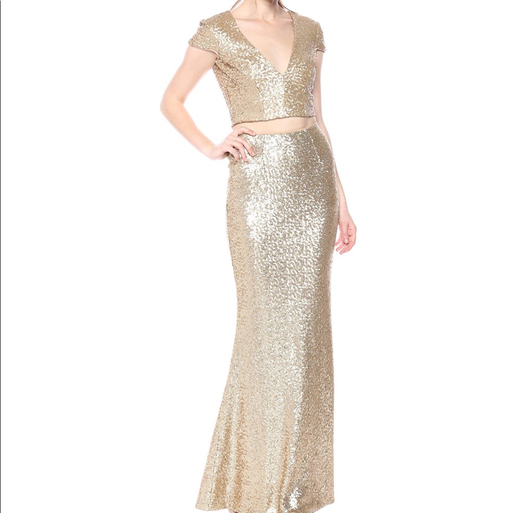 Dress the Population 2 Piece Cara Sequin Gown